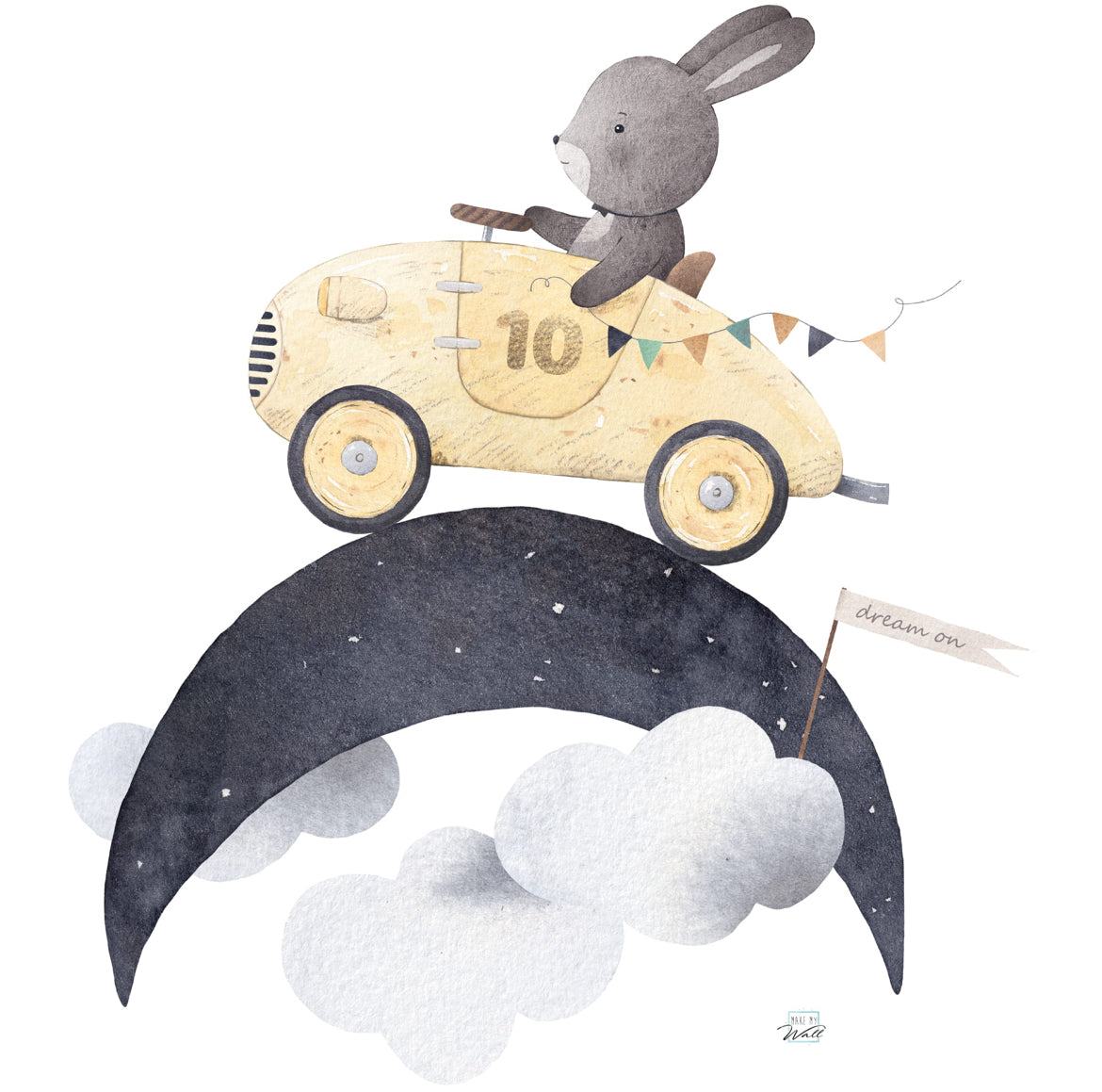 Wallsticker | Retro Race | Bunny on the moon