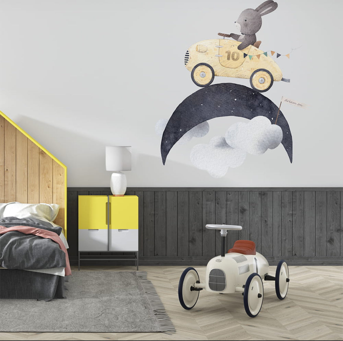 Wallsticker | Retro Race | Bunny on the moon