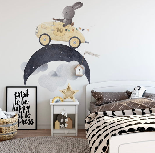 Wallsticker | Retro Race | Bunny on the moon
